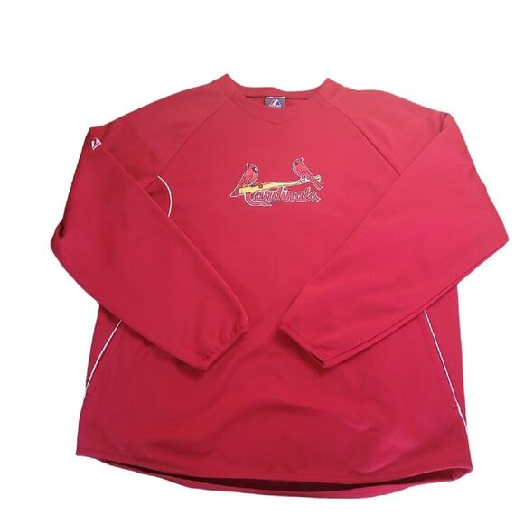 St. Louis Cardinals Men’s L Majestic Therma Base Batting Practice Pullover - Picture 1 of 8